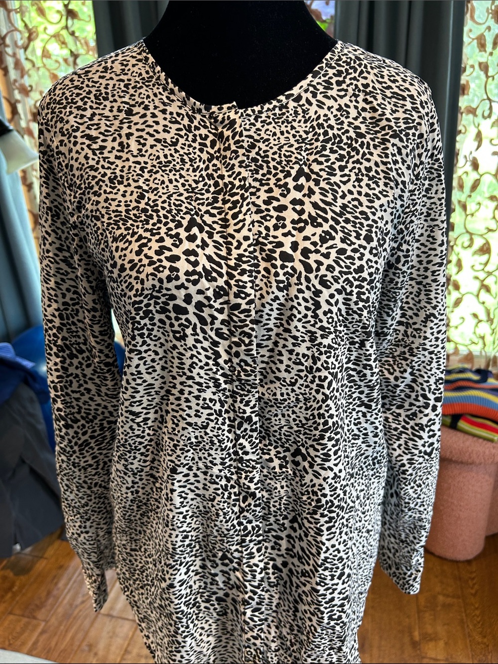 Violet & Claire Black and White Leopard Print Button-Down Top